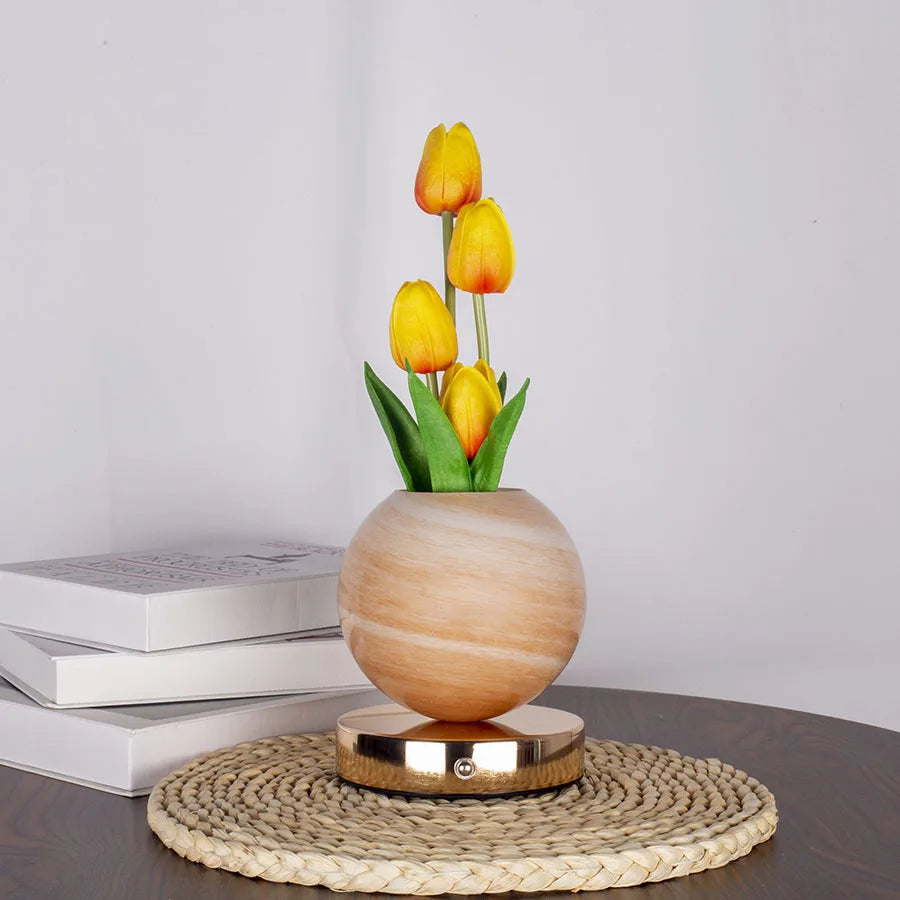Tulip LED Night Light USB Rechargeable Desk Decor Lamp Simulation Bouquet Table Lamp Bedroom Bedside Atmosphere Light Ornaments