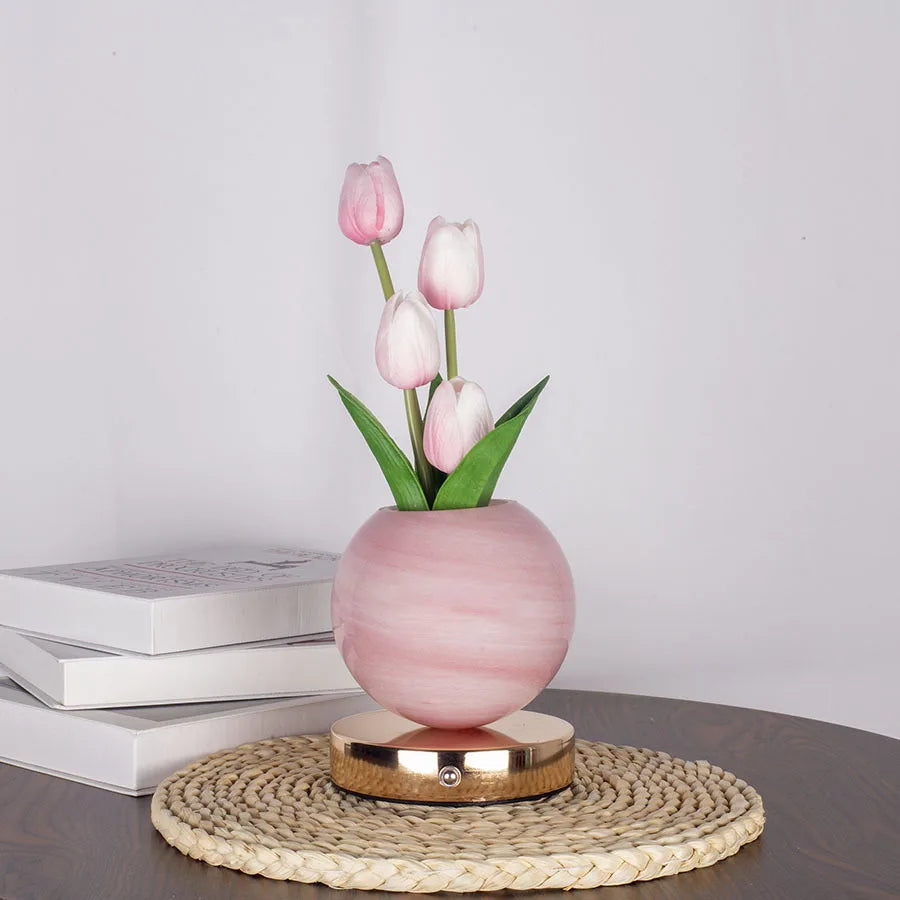 Tulip LED Night Light USB Rechargeable Desk Decor Lamp Simulation Bouquet Table Lamp Bedroom Bedside Atmosphere Light Ornaments