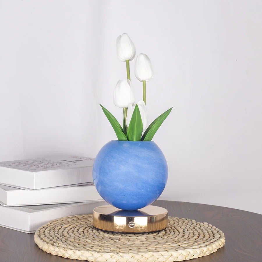 Tulip LED Night Light USB Rechargeable Desk Decor Lamp Simulation Bouquet Table Lamp Bedroom Bedside Atmosphere Light Ornaments